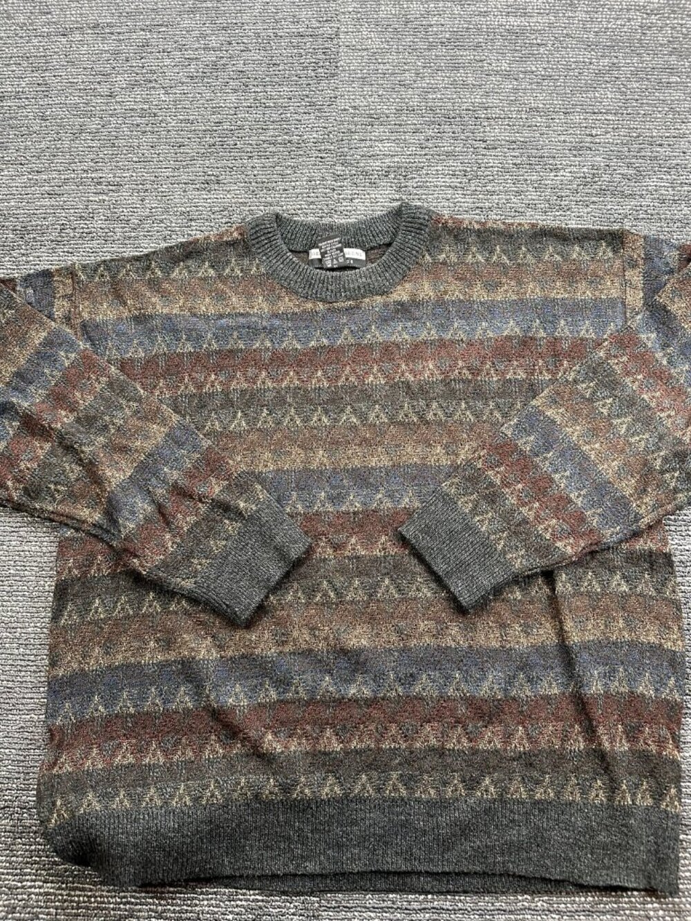 Geoffrey Beene Classics Mens XL Crewneck Sweater Vintage Geometric Stripe